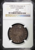 1590-92 ENGLAND 1 SHILLING, NGC F-12