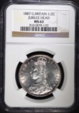 1887 GREAT BRITAIN ½ CROWN, NGC MS-63