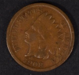 1908-S INDIAN HEAD CENT, VG KEY DATE