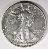 1938-D WALKING LIBERTY HALF DOLLAR, XF/AU