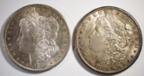 (2) 1881-S MORGAN SILVER DOLLARS, CH BU