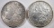 1889 & 1921-D MORGAN SILVER DOLLARS, CH BU