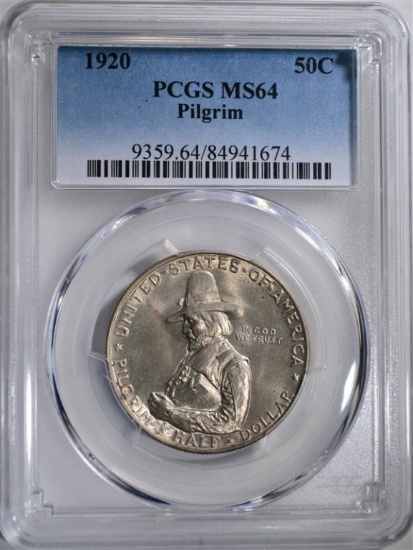 1920 PILGRIM COMMEM HALF DOLLAR, PCGS MS-64