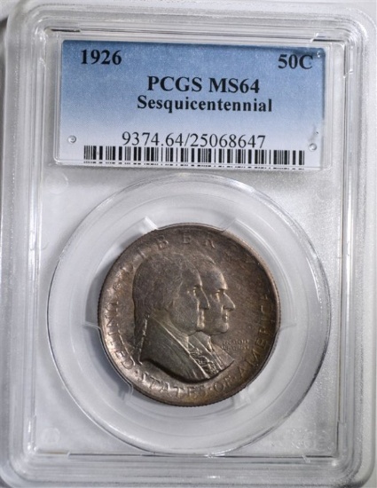 1926 SESQUI COMMEM HALF DOLLAR, PCGS MS-64