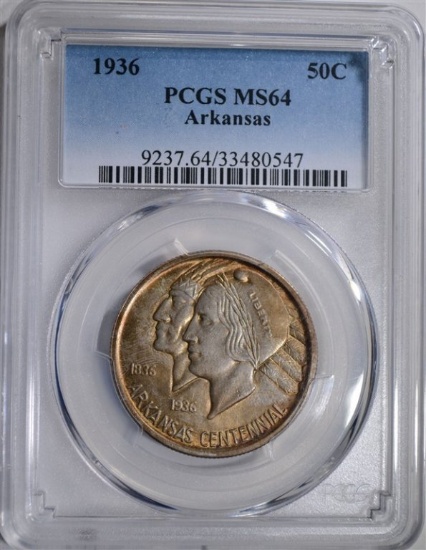 1936 ARKANSAS COMMEM HALF DOLLAR, PCGS MS-64