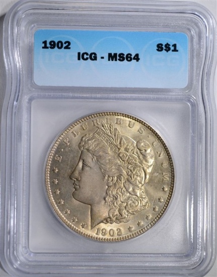 1902 MORGAN DOLLAR, ICG MS-64 NICE!