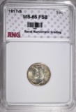 1917-S MERCURY DIME RNG GEM BU FSB