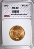 1910 $10.00 GOLD INDIAN RNG CH BU+