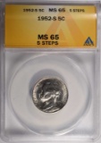 1952-S JEFFERSON NICKEL ANACS MS65