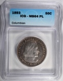 1893 COLUMBIAN HALF DOLLAR ICG MS64