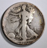 1921-S WALKING LIBERTY HALF DOLLAR, VG KEY COIN