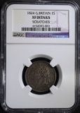 1824 GREAT BRITAIN  1 SHILLING, NGC XF RARE