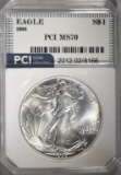 1986 AMERICAN SILVER EAGLE PCI PERFECT GEM BU