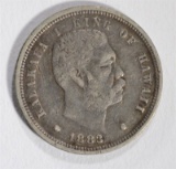 1883 HAWAIIAN DIME, XF RARE