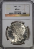 1882-S MORGAN DOLLAR NGC MS64+