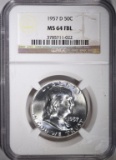 1957-D FRANKLIN HALF NGC MS64 FBL