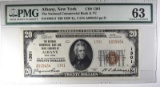 1929 $20 TY2 NATIONAL CURRENCY PMG 63