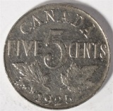 1925 CANADA FIVE CENTS NICE CIRC  KEY COIN