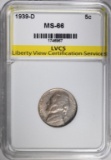 1939-D JEFFERSON NICKEL LVCS SUPERB GEM BU