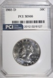 1962-D FRANKLIN HALF DOLLAR PCI SUPERB