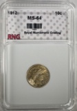 1912 BARBER DIME RNG CH BU