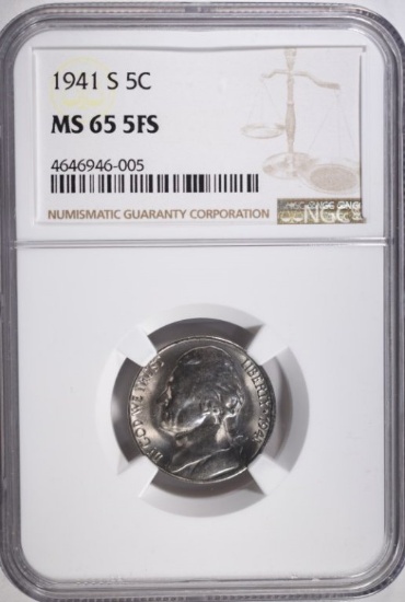 1941-S JEFFERSON NICKEL, NGC MS-65 FULL STEPS