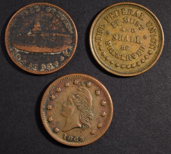 (3) CIVIL WAR TOKENS