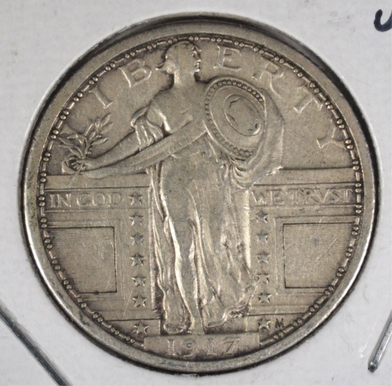 1917 TYPE-1 STANDING LIBERTY QUARTER, XF