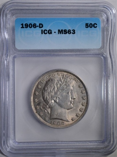 1906-D BARBER HALF DOLLAR, ICG MS-63