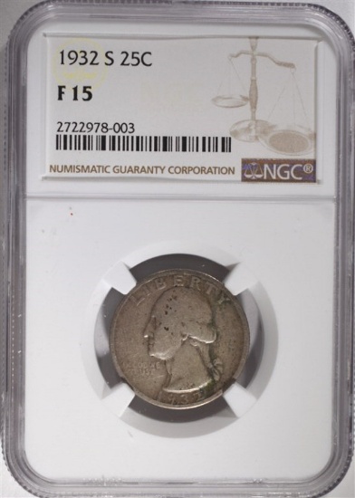 1932-S WASHINGTON QUARTER, NGC F-15