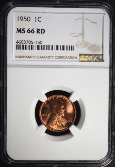 1950 LINCOLN CENT NGC MS66 RD