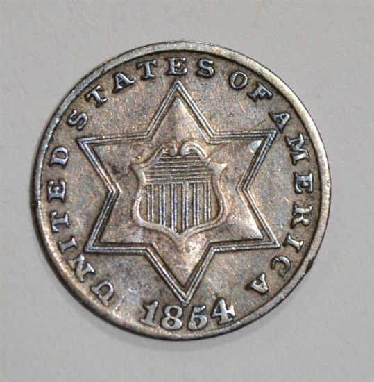 1854 3-CENT SILVER, XF