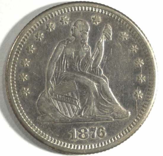 1876-S SEATED LIBERTY QUARTER, AU+