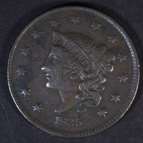 1835 LARGE CENT, VF/XF a little dark