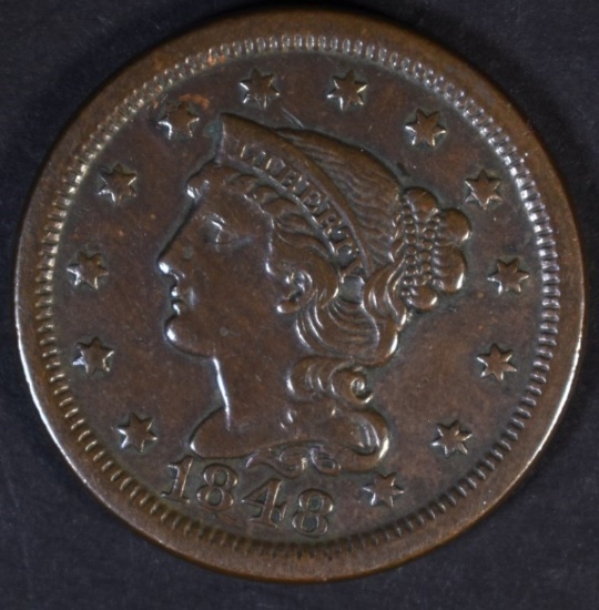 1848 LARGE CENT, XF