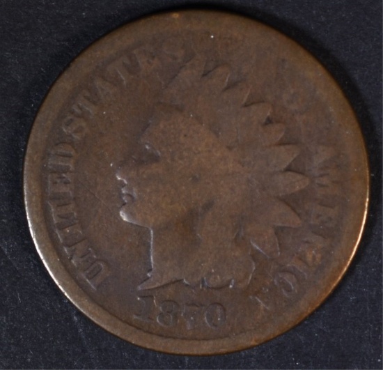 1870 INDIAN CENT, GOOD  KEY DATE