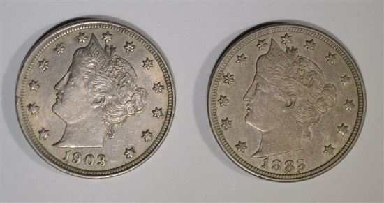 1883 CH BU & 1903 AU LIBERTY NICKELS