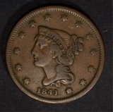 1841 LARGE CENT, VF KEY DATE