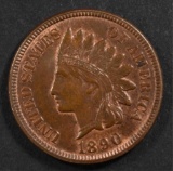 1890 INDIAN HEAD CENT, GEM BU SOME RED