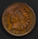 1897 INDIAN CENT, CH BU SOME RED
