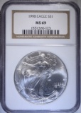 1998 AMERICAN SILVER EAGLE NGC MS69