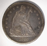 1860-O SEATED LIBERTY DOLLAR, AU