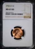 1956-D LINCOLN CENT, NGC MS-67 RED