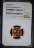1955-S MINT ERROR LINCOLN CENT NGC MS-66 RED