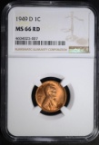 1949-D LINCOLN CENT NGC MS66 RD
