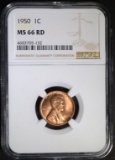 1950 LINCOLN CENT NGC MS66 RD
