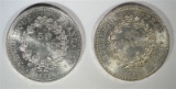 (2) 1978 FRANCE 50 FRANCS, AU/BU HERCULES COIN