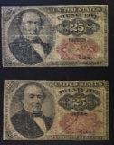 2-1874 25-CENT FRACTIONAL CURRENCY, CIRCS