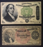 1863 25-CENT & NICE 1864 50-CENT AU FRACTIOIALS