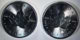 2-2016 ONE OUNCE SILVER CANADA MAPLE LEAF COINS